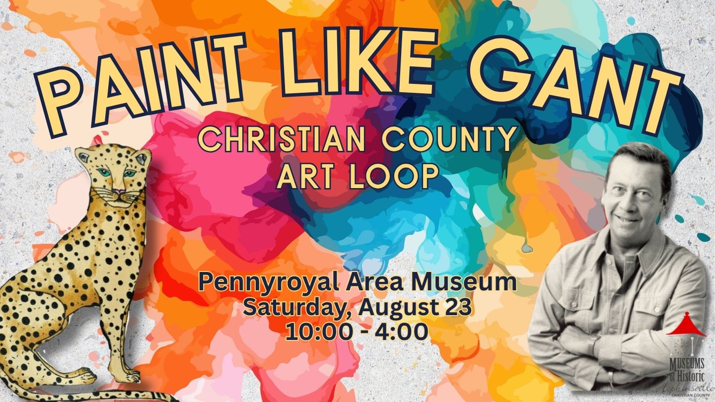 A colorful paint splatter creates the background with a image of man with his arms crossed, a leopard, and details for the Paint Like Gant event make up the foreground.